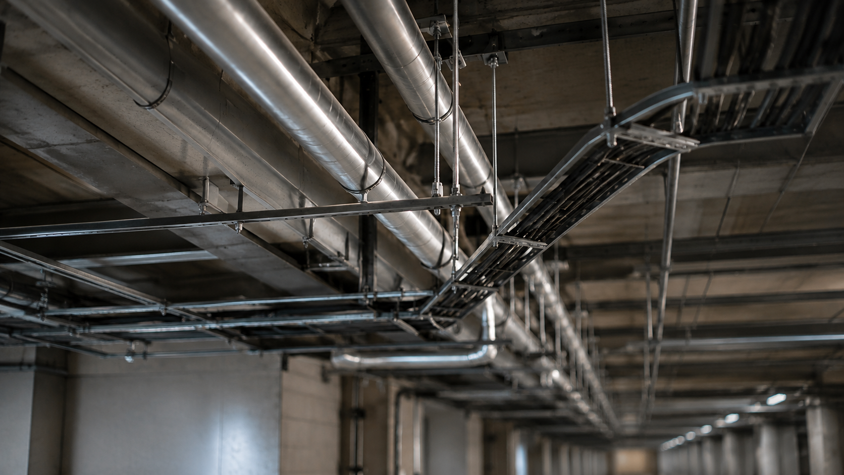 Overhead mechanical piping and cable trays